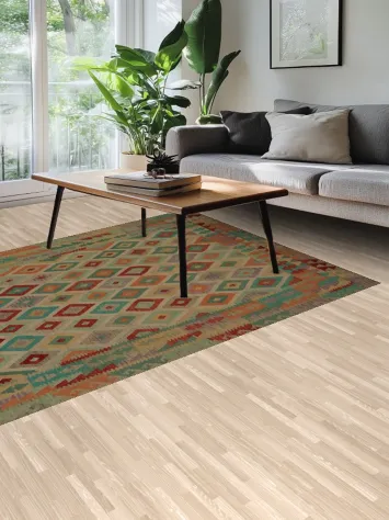 Colorful Southwestern-Inspired Kilim Diamond Pattern Rug 7x10