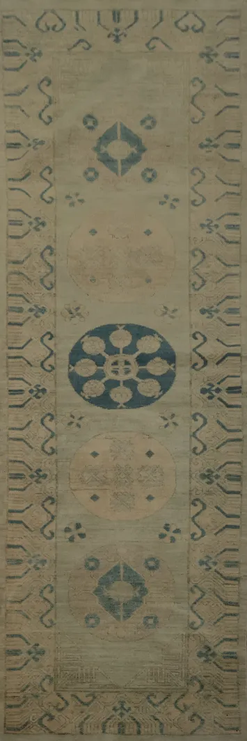 Vegetable Dye Khotan Wool Runner Rug 3x12