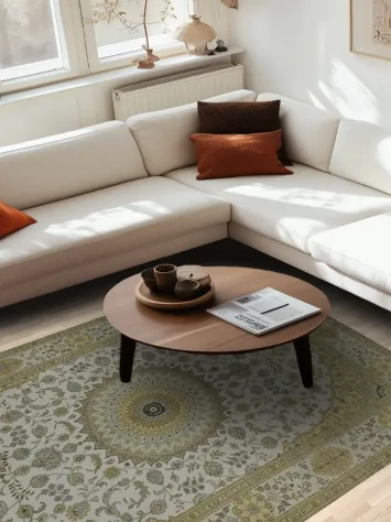 Luxurious Silk Kashmir Artisan Rug Crafted with Fine Details and Elegance