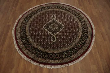 Tabriz Mahi Red and Black Round Rug 5x5 ft
