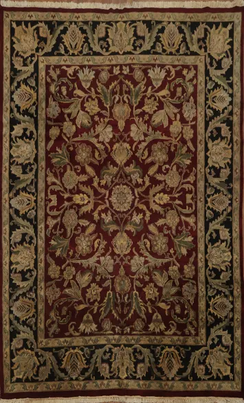 Burgundy and Black Agra Oriental Area Rug 9x12