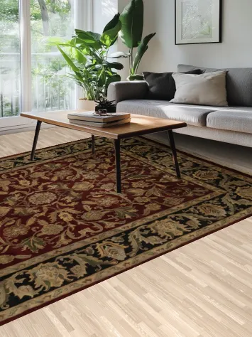 Burgundy and Black Agra Oriental Area Rug 9x12