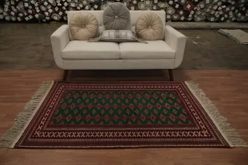 Dark Green Bokhara Oriental Rug 4x6