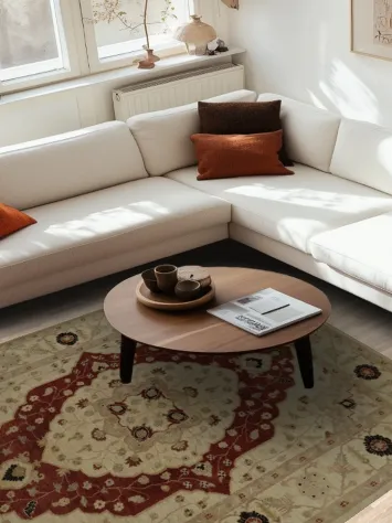 Luxurious Traditional Peshawar Pakistani Area Rug in Warm Earthy Tones 6x9