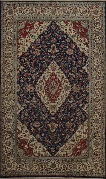 Traditional Persian Style Navy Blue and Red Area Rug 6x9