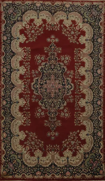 Elegant Red and Beige Kashmar Persian Rug 6x9