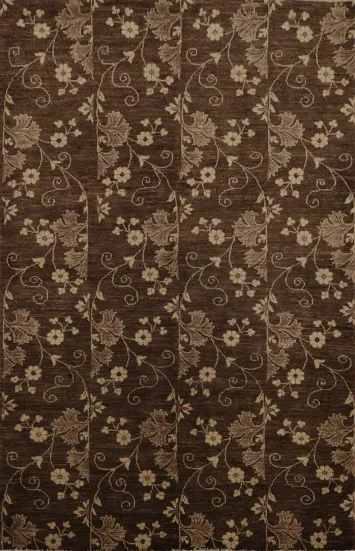 Brown and Beige Floral Pattern Rug for Stylish Interiors 6x8