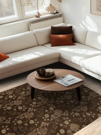 Brown and Beige Floral Pattern Rug for Stylish Interiors 6x8