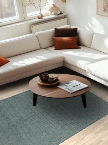 Elegant Blue Textured Rug for Contemporary Living Spaces 5x7