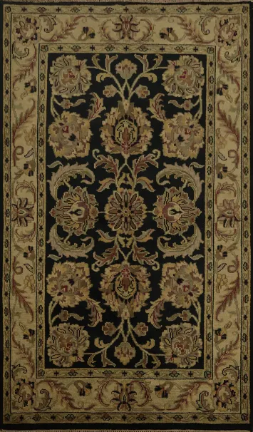 Elegant Floral Agra Area Rug with Vintage Black Splendor 6x8