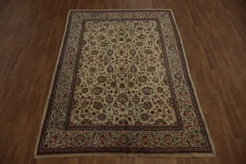 Exquisite Beige Floral Sarouk Area Rug 6x9