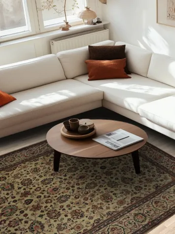 Exquisite Beige Floral Sarouk Area Rug 6x9