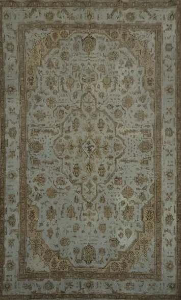 Over-dyed Blue Distressed Tabriz Persian Area Rug 8x11