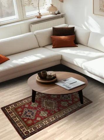 Super Kazak Red and Green Accent Rug 3x5