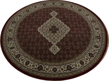 Luxurious Round Rug Featuring Traditional Geometric Centerpiece 6x6