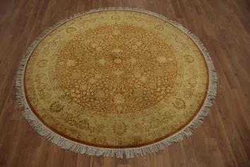Luxury Rust and Gold Ziegler Round Carpet 5x5 ft