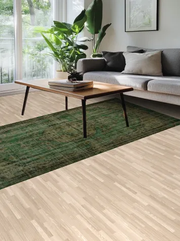 Elegant Vintage Green Distressed Turkish Rug Classic Patterns