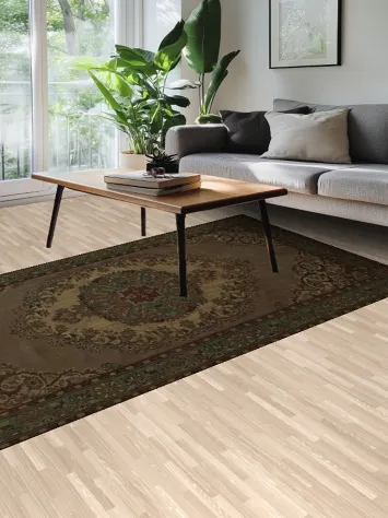 Elegant Vintage-Style Distressed Turkey Rug Medallion Design 6x9