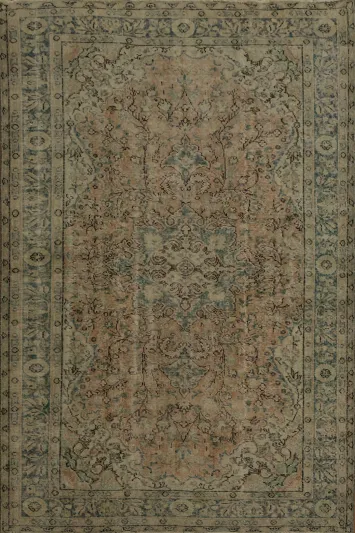 Elegance Defined: Vintage Distressed Floral Medallion Area Rug 6x9