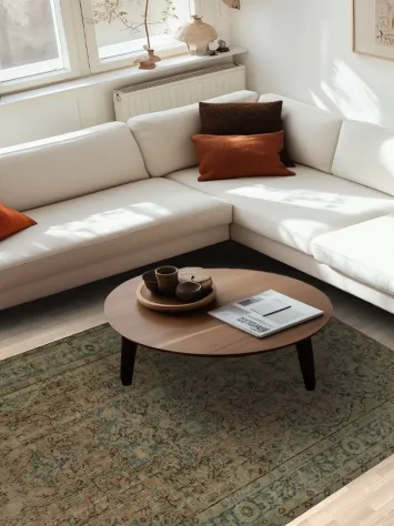 Elegance Defined: Vintage Distressed Floral Medallion Area Rug 6x9