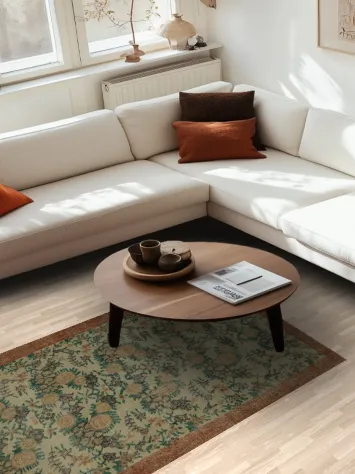 Elegant Floral Pattern Distressed Turkish Rug 4x7