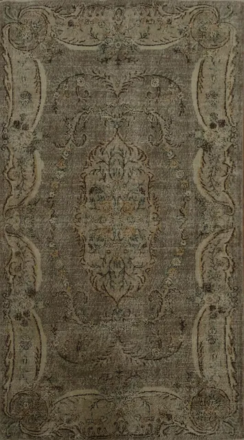 Vintage Elegance: Distressed Beige Turkish Rug 5x9