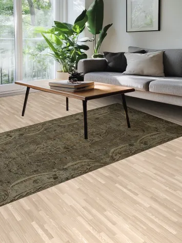 Vintage Elegance: Distressed Beige Turkish Rug 5x9