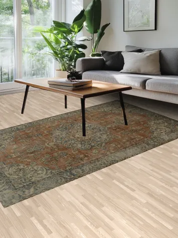 Elegant Vintage-Inspired Turkish Distressed Area Rug 5x8