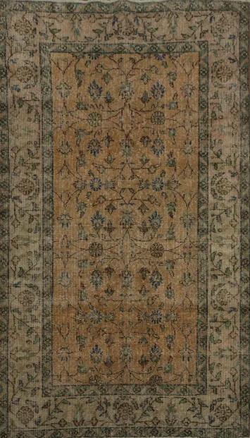 Elegant Vintage-Style Distressed Turkish Area Rug 5x9