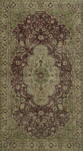 Vintage Elegance: Distressed Floral Turkish Area Rug 6x9