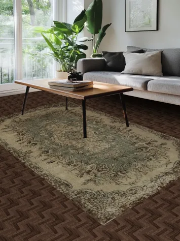 Vintage Elegance: Anatolian Turkish Area Rug 5x9