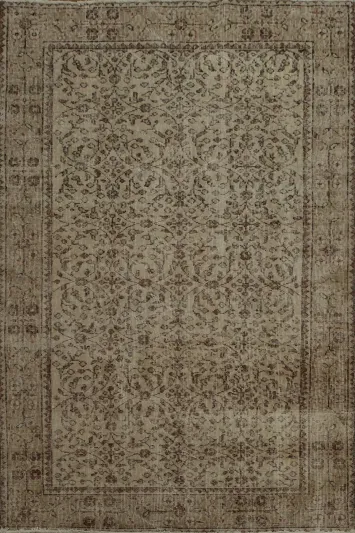 Vintage Floral Turkey Distressed Rug with Intricate Medallion Design 4x7