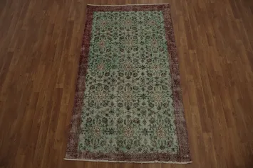 Vintage Green Turkish Distressed Rug 4x7
