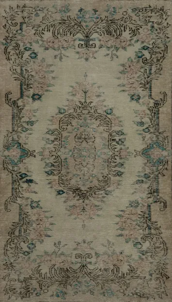 Vintage Elegance: Turkish Distressed Rug 3x6