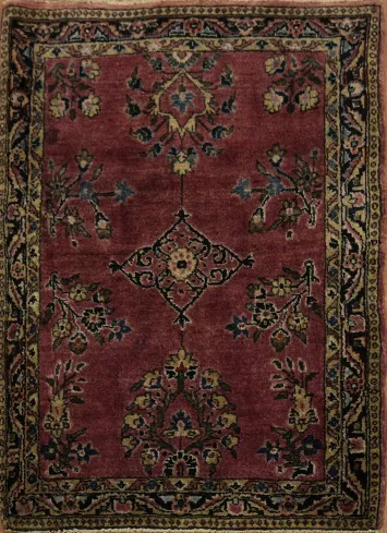 Elegant Vintage Floral Sarouk Persian Rug 2x3