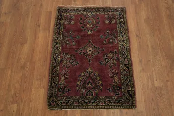 Elegant Vintage Floral Sarouk Persian Rug 2x3