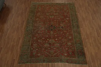 Pre-1900 Antique Heriz Serapi Area Rug 9x11
