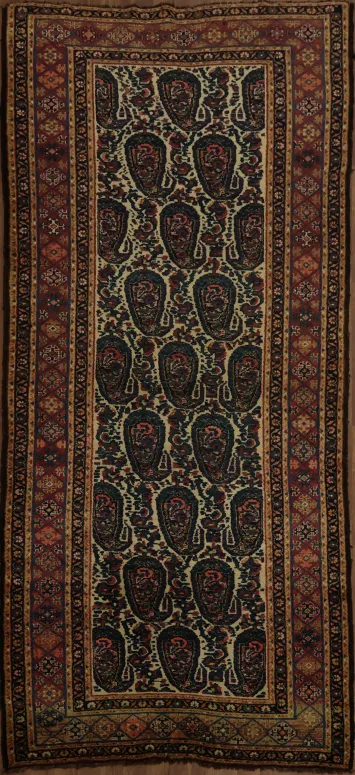 Pre-1900 Antique Senneh Persian Runner Rug 4x9