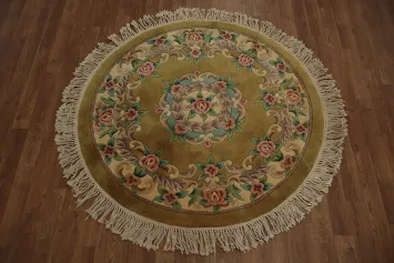 Hand-Tufted Art Deco Oriental Rug 4x4