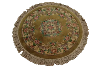 Hand-Tufted Art Deco Oriental Rug 4x4