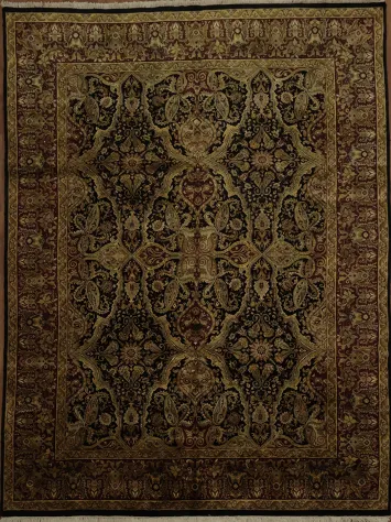 High-Quality Traditional Black Agra Rug 9x12