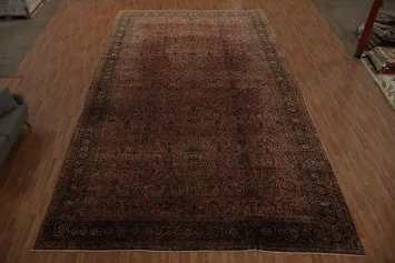 Pre-1900 Antique Sarouk Persian Large Rug 14x23