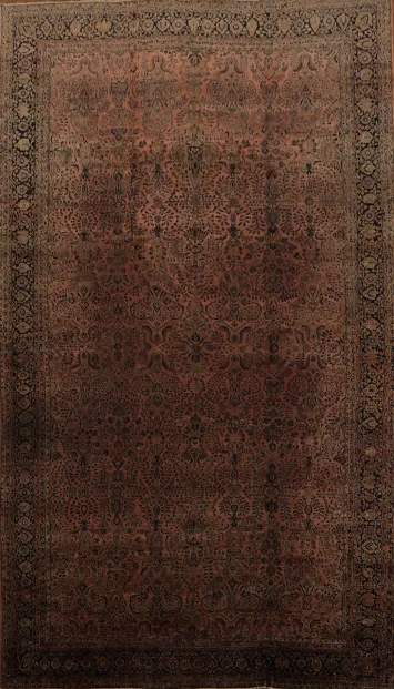 Pre-1900 Antique Sarouk Persian Large Rug 14x23