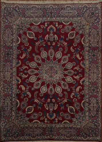 Luxurious Classic Kerman Persian Large Rug in Rich Red with Exquisite Border Details 10x14
