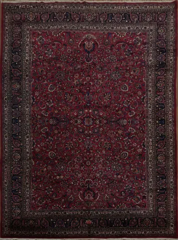 Vegetable Dye Mashad Persian Large Rug 12x16
