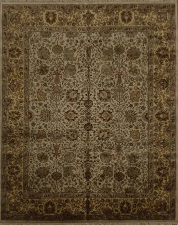 Traditional Floral Beige Agra Oriental Area Rug 9x12