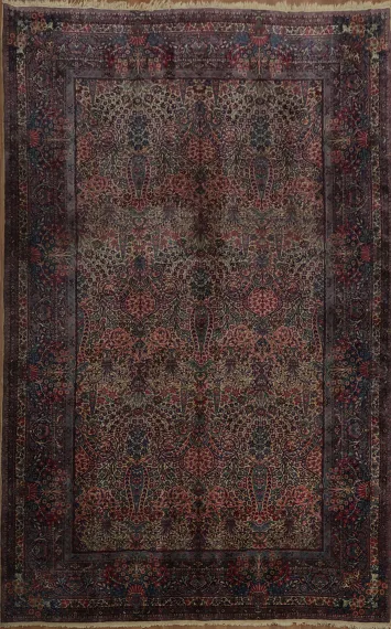 Vintage Vegetable Dye Kerman Ravar Persian Palace Rug 10x16