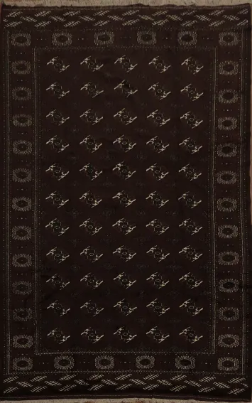 Elegant Dark Deep Mahogany Red Traditional Bokhara Area Rug