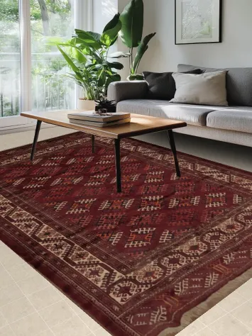 Elegant Red Bokhhra Turkoman Persian Area Rug 8x11