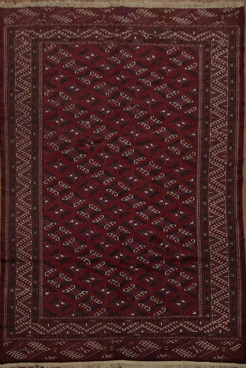 Deep Red Tribal Bokhara Turkoman Persian Area Rug 8x11